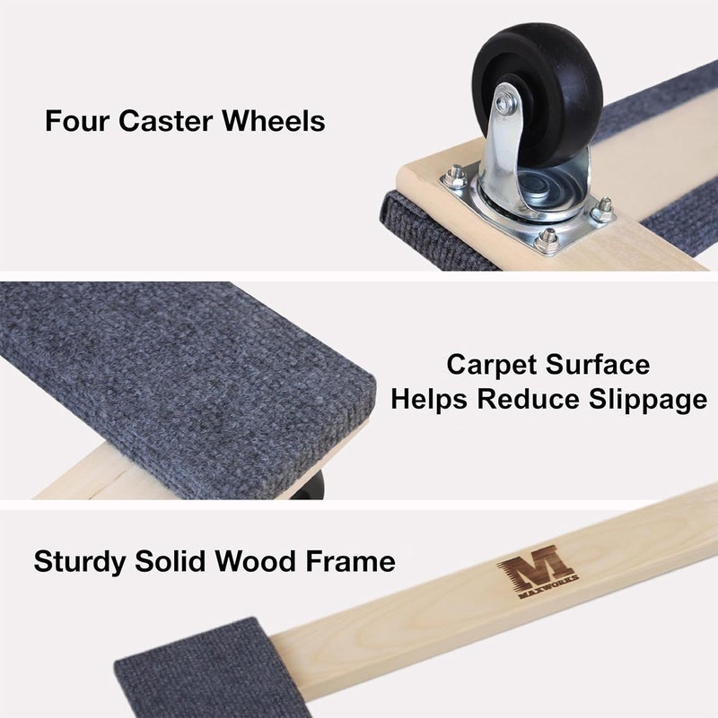 Maxworks 50857 1320 lbs. Capacity 18 in. x 30 in. Hardwood Furniture Moving Dolly KD Version, Two Pack - Image 3